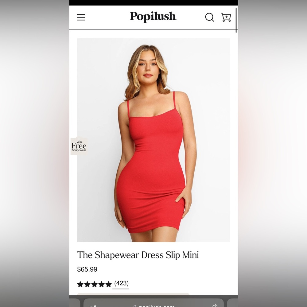 Popilush Spaghetti Strap Shapewear Dress Mini